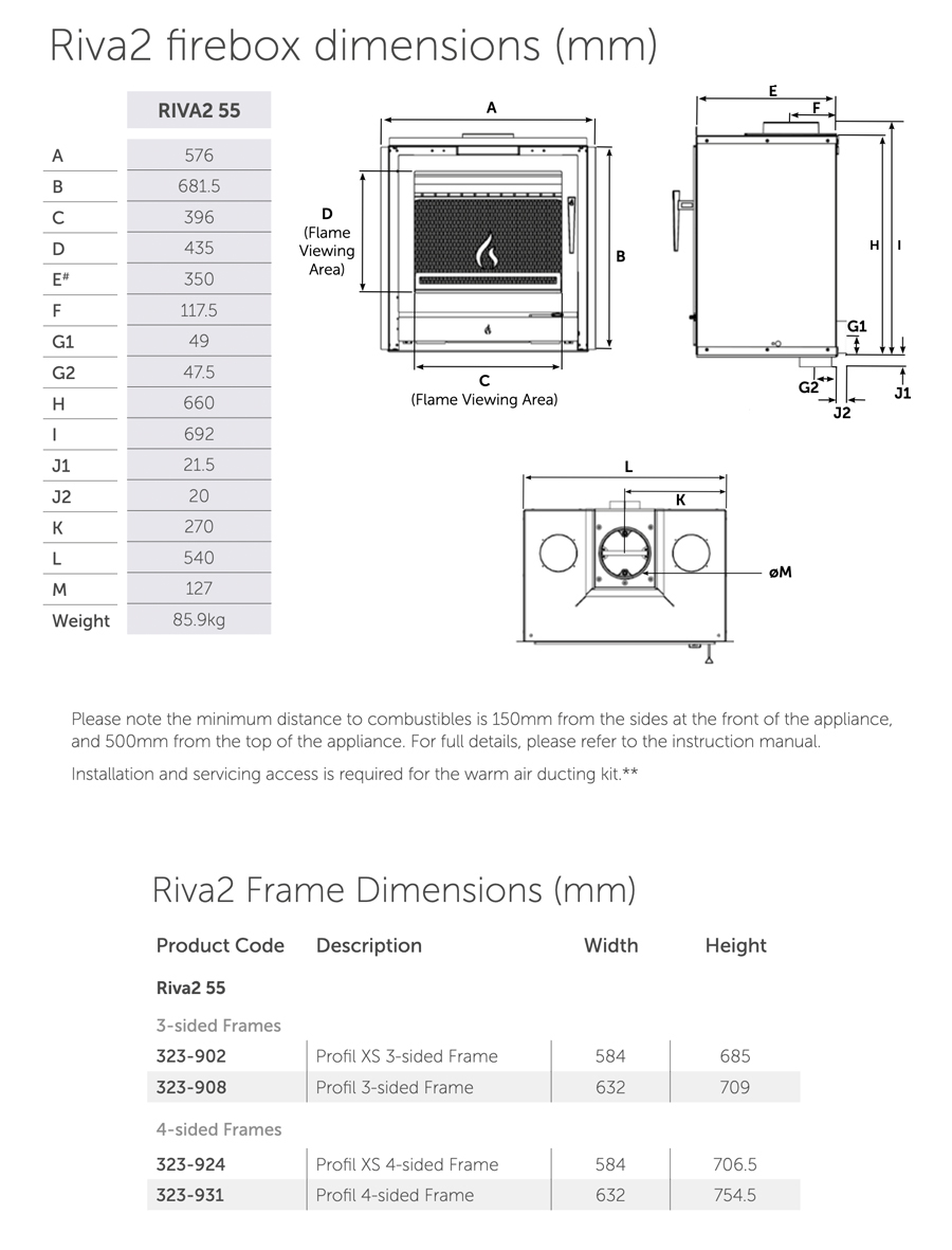 Stovax Riva2 55 Sizes