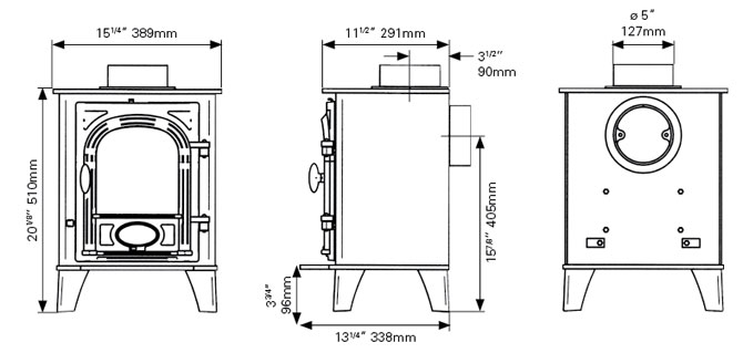 Stovax Stockton 3 Stove Dimensions