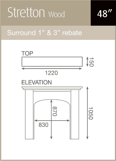 Pureglow Stretton Fireplace Suite with Gas Fire Sizes