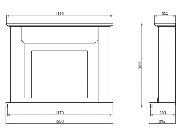 Suncrest Middleton Electric Fireplace Suite Sizes