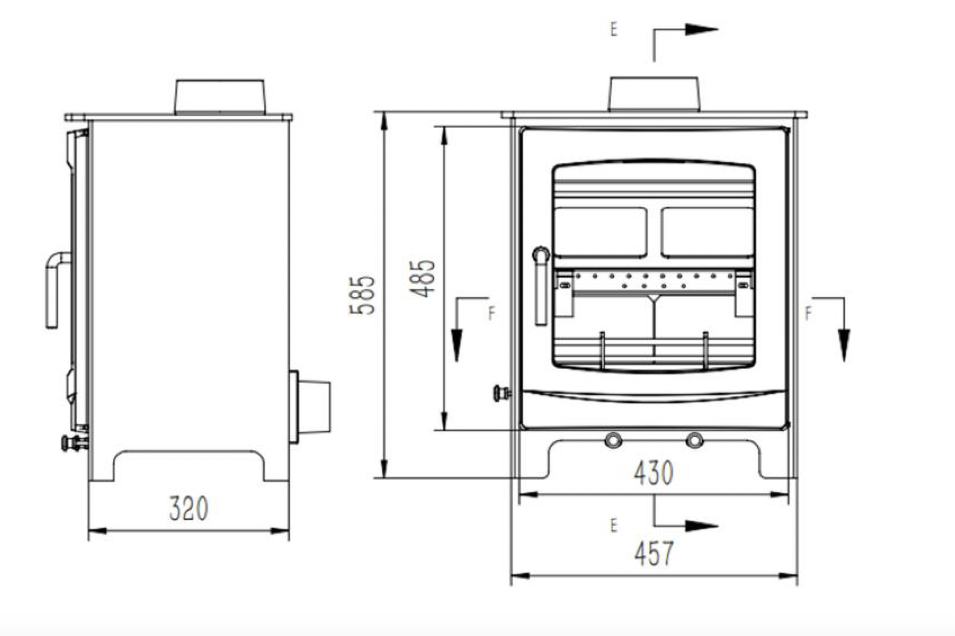 Woodford Turing 5X Stobve Dimensions