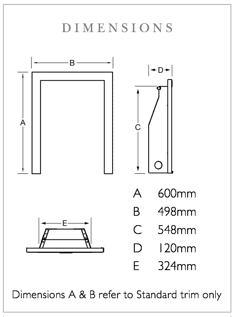 Verine Midas Plus High Efficiency Gas Fire (Open-Fronted) Sizes