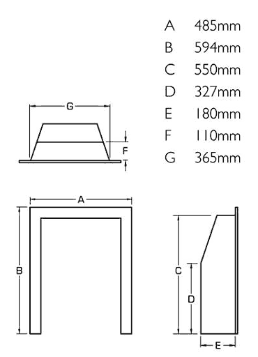 Verine Quasar HE High Efficiency Gas Fire Sizes