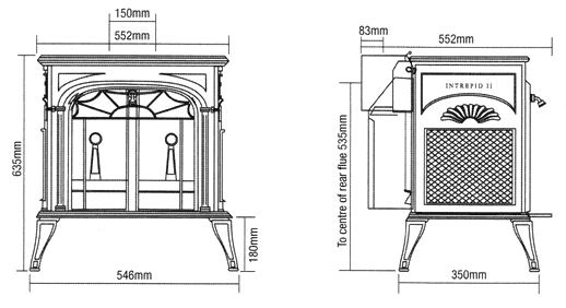 Vermont Castings Intrepid II Wood Burning Stove Sizes