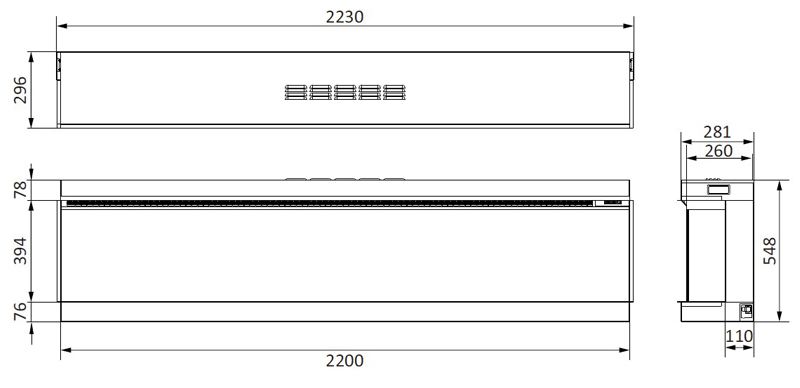 Vision VS220 Solus Fires Sizes