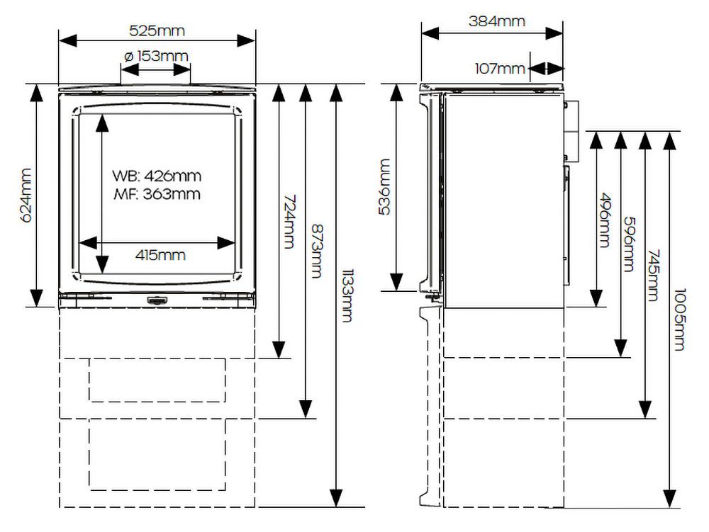 Stovax Vogue Medium Wood Burning Stove Sizes