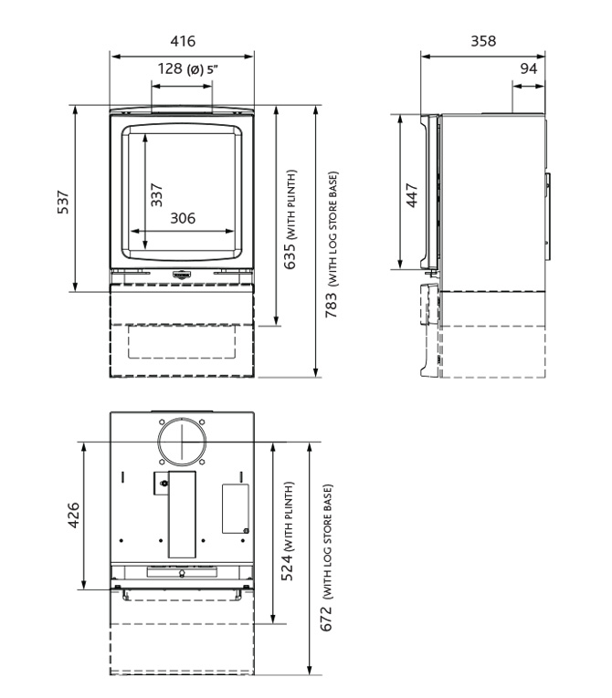 Stovax Vogue Midi Eco Stove Sizes