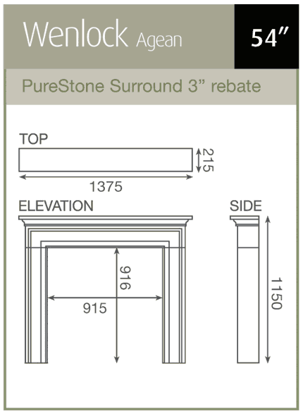 Pureglow Wenlock Limestone Fireplace Package Sizes