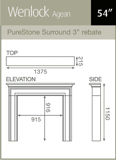Pureglow Wenlock Fireplace Suite Sizes