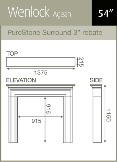 Pureglow Wenlock Fireplace Suite with Gas Fire Sizes