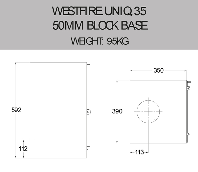 Westfire Uniq 35 Black Base Stove Dimensions