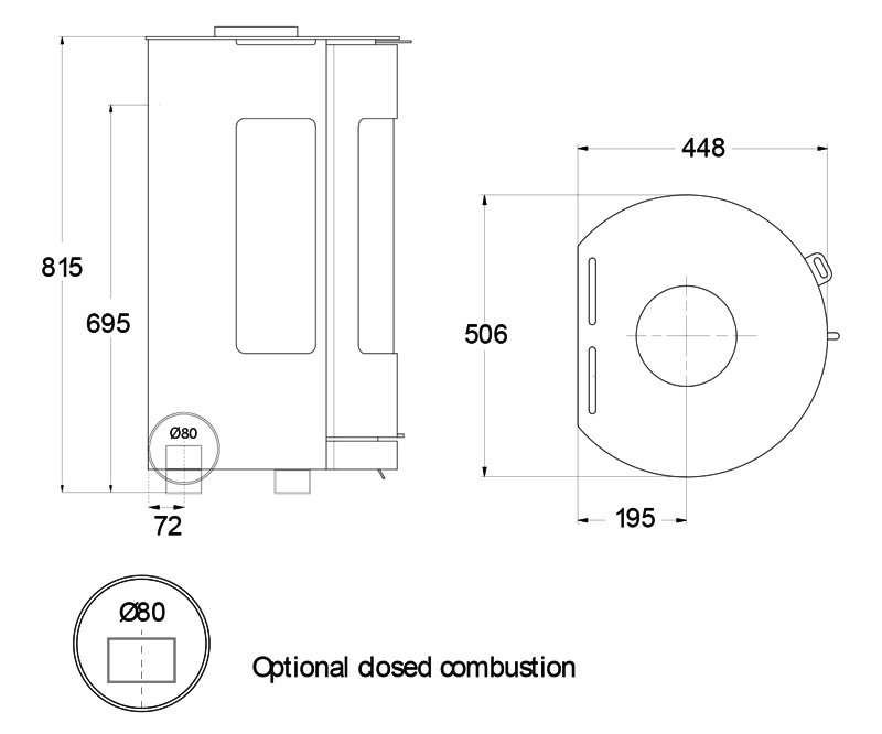 Westfire Uniq 37 Compact Stove Dimensions