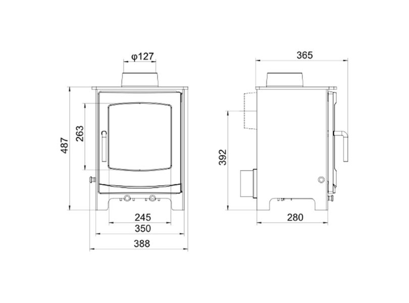 Woodford Turing 5 Stove Sizes