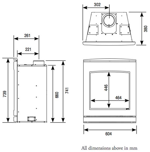 Yeoman CL530 Balanced Flue Inset Gas Stove Sizes