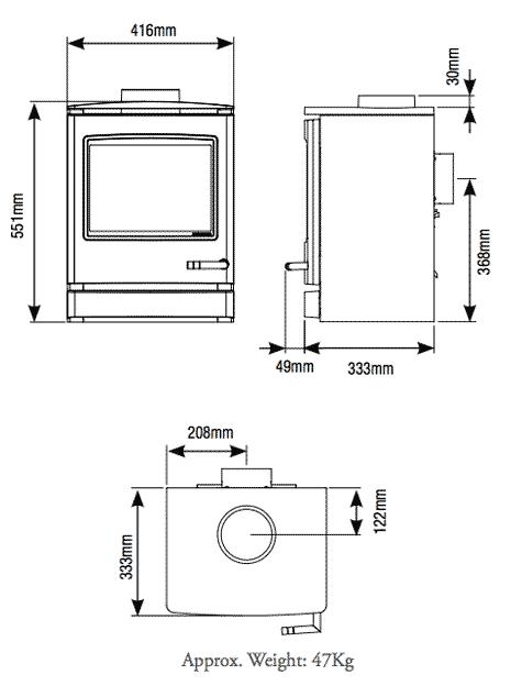 Yeoman CL5 Gas Stove Sizes