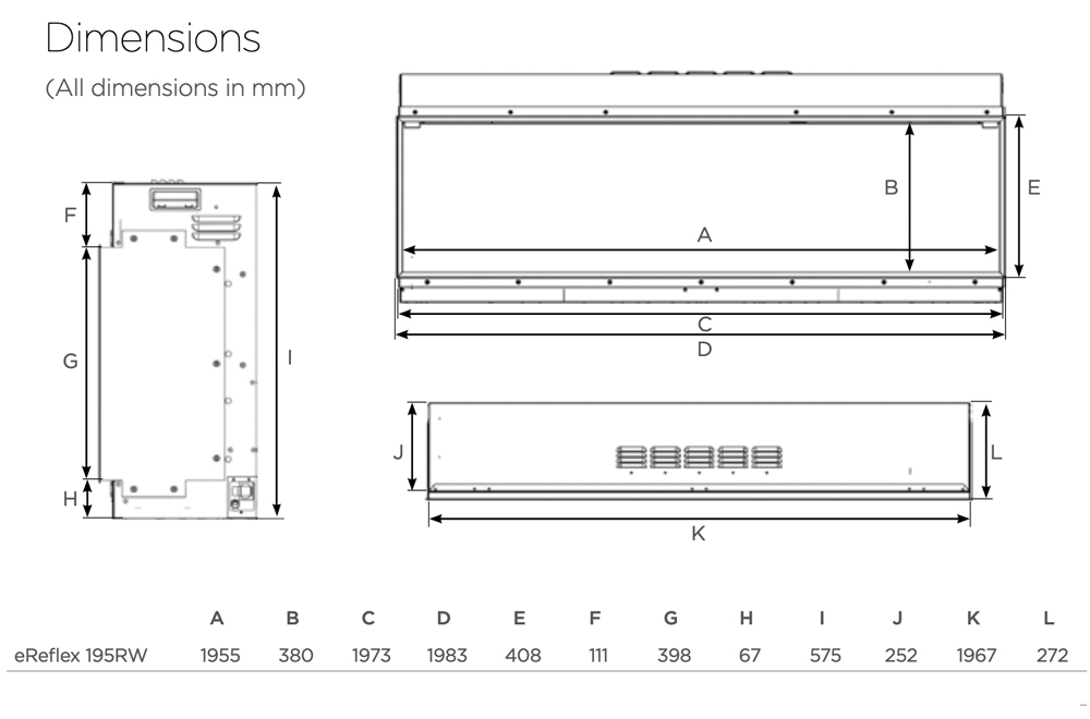 eReflex 195RW Dimensions