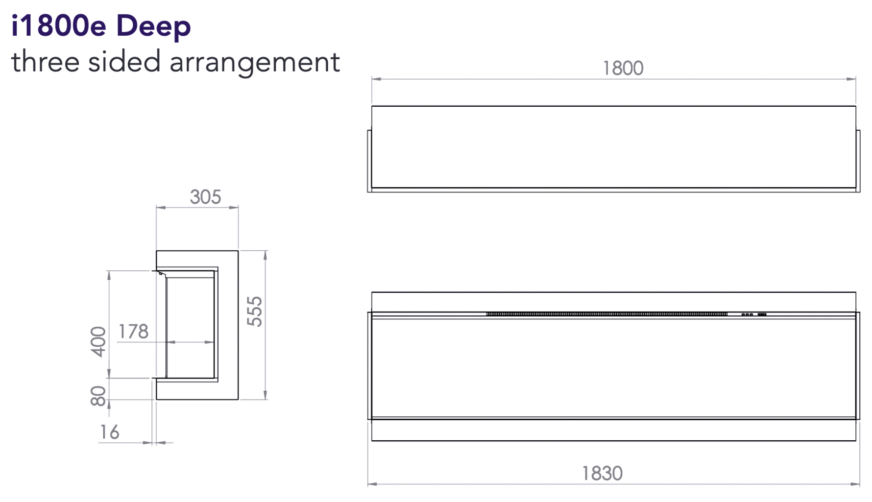 iRange i1800e Deep electric fire sizes