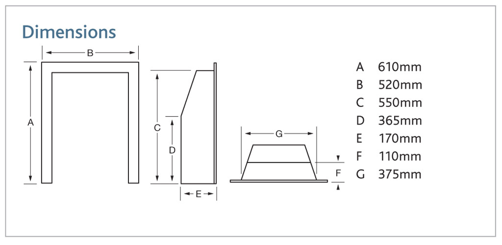 Kinder Black Magic Gas Fire Dimensions