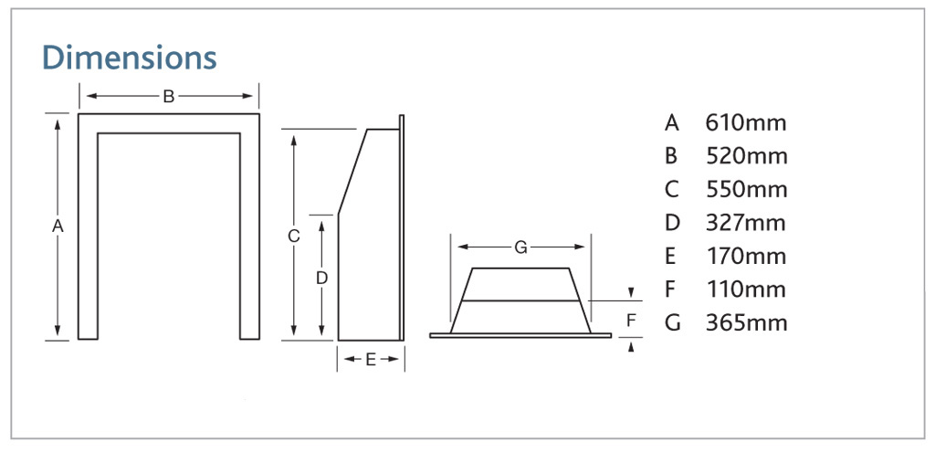 Kinder Camber Gas Fire Sizes