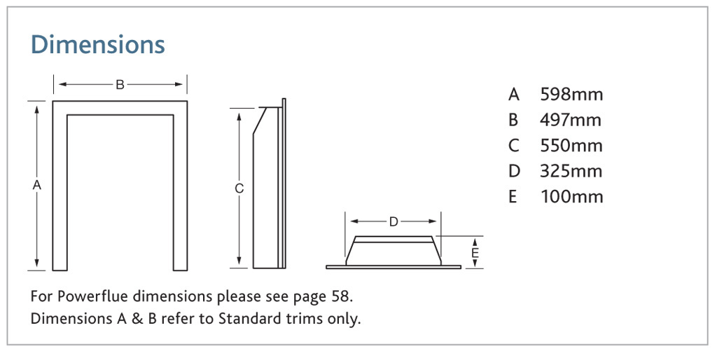 Kinder Nevada Gas Fire SIzes