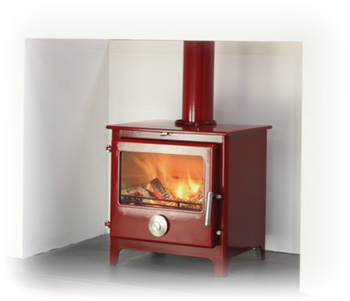 Mendip 5 wood burning stove red